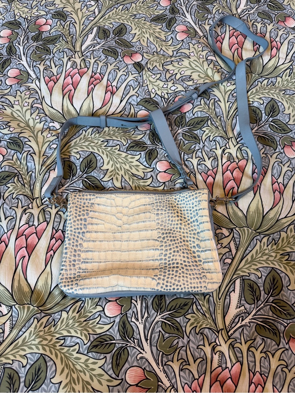 Vince Camuto Light Blue Croc-Embossed Crossbody